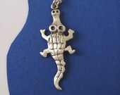 Alligator Crocodile Necklace Pendant oxidized sterling silver Girl Teen Kids Jewelry mom  for her Animal charm safari spring