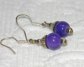 Purple Glass and Sterling Silver Earrings