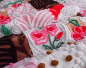 GORGEOUS WARM SNUGGLY Vintage Chenille Patchwork Baby Girl Quilt Blanket