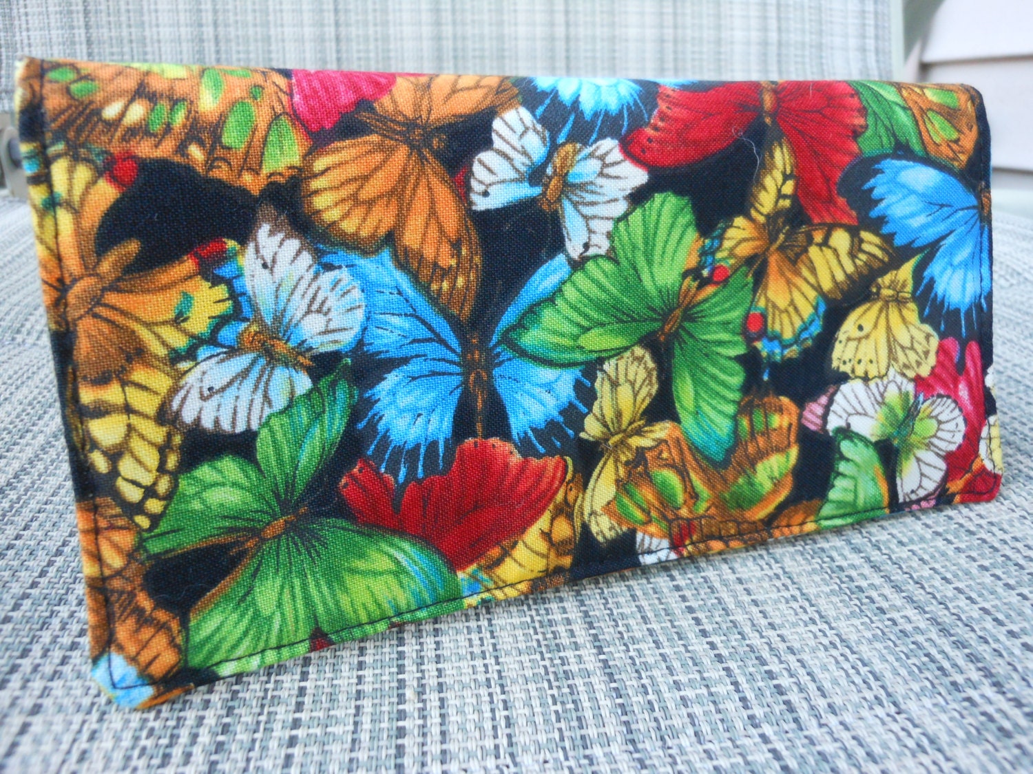Fabric Checkbook Cover - Butterflies Multi