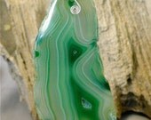 Simple Sensation Banded Green Agate Sterling Silver Pendant