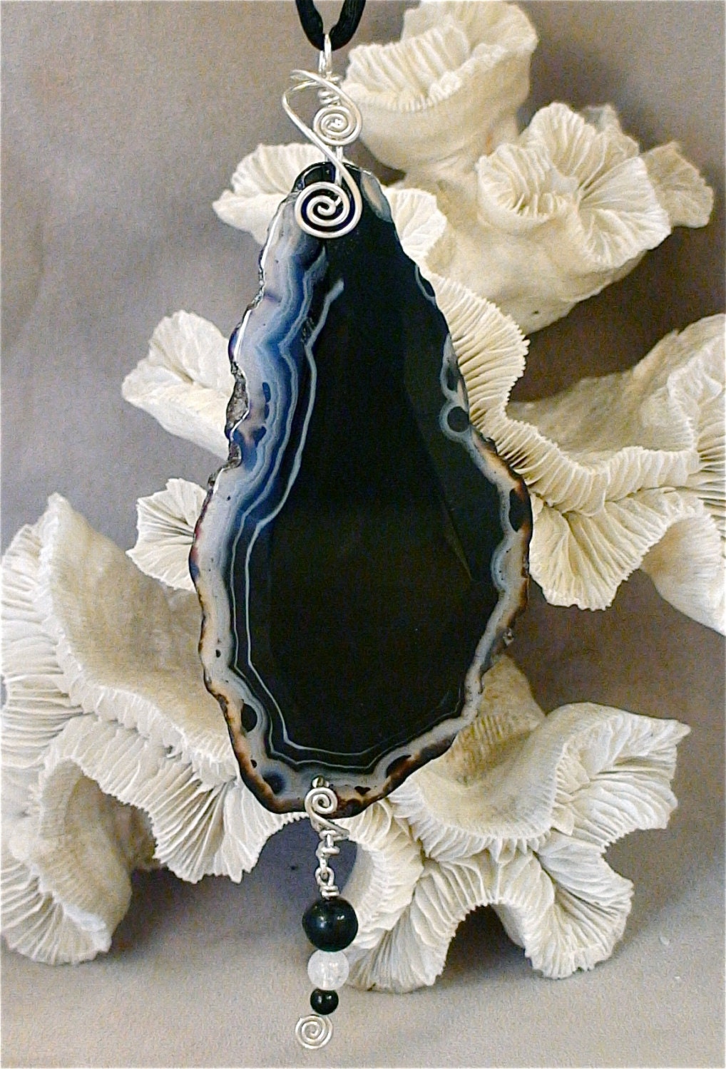 NEW - Simple Sensation Banded Agate Sterling Pendant