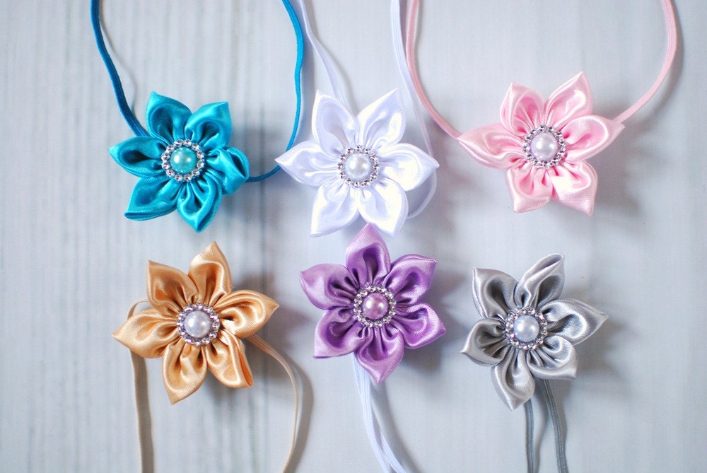 Flower Bloom Stretch Headband, Newborn Headband, Newborn Photo Prop Ready to Ship