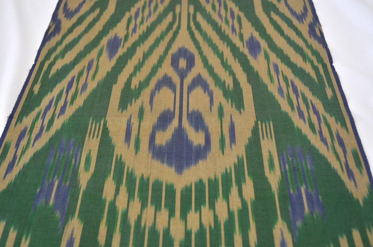 Hand woven and hand dyed natural silk cotton ikat beautiful fabric by the yard
