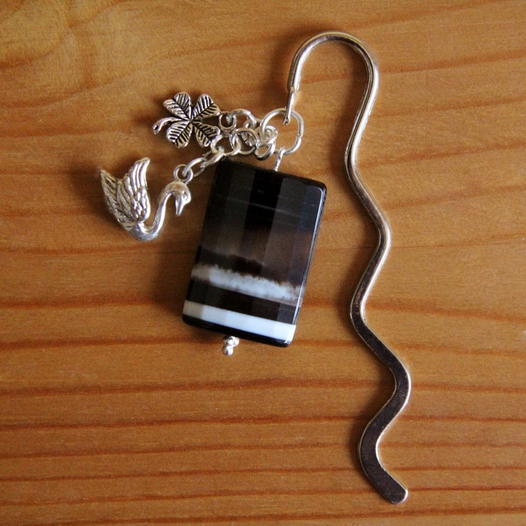 Beautiful Stripe Agate and charm bookmark