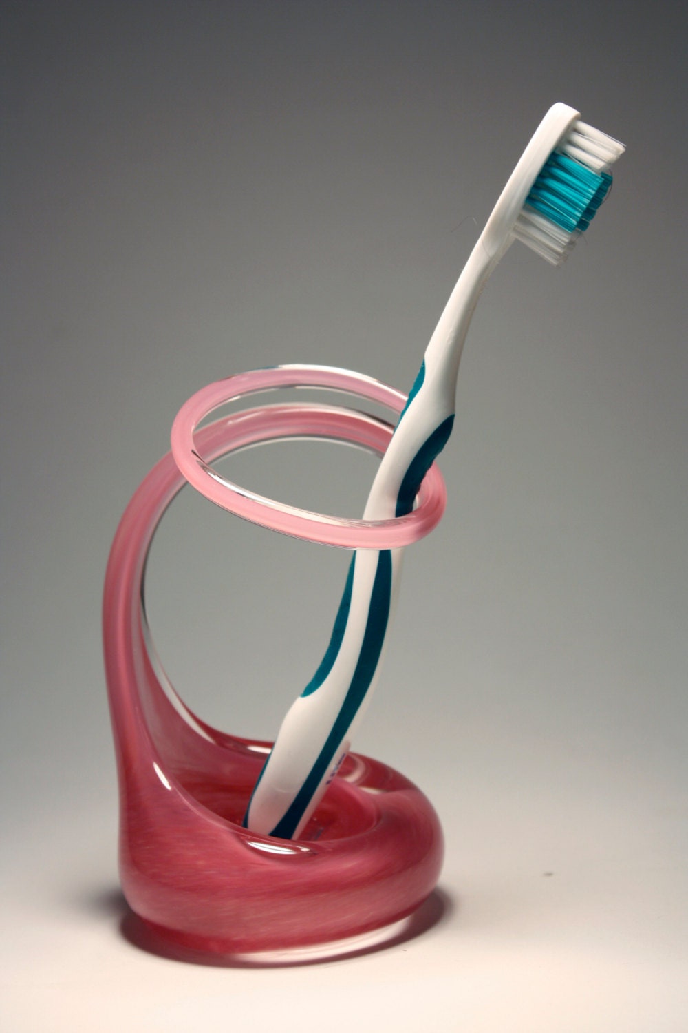Rose Pink Glass Toothbrush Holder
