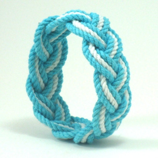Rope Bracelet in Turquoise and White Cotton Sailor Bracelet