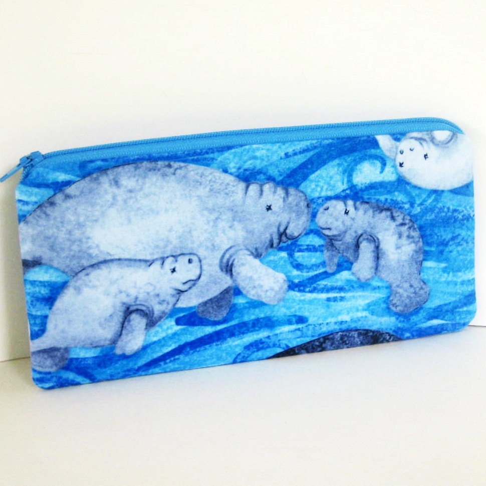 Manatee Pencil Pouch Zippered Bag