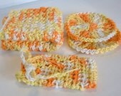 Orange/Yellow Spa Set, Spa Bath Set, Crochet Spa Set, Cotton Spa/Bath Set