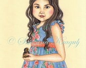 Custom Portrait of Children-Colored pencils and Ink Original Drawings & High Resolution Files