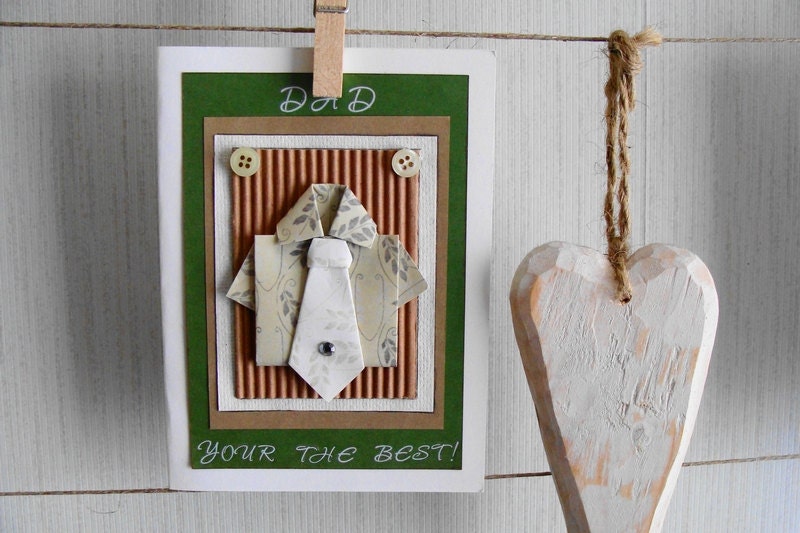 Father's Day Card, Origami Shirt and Tie, Gift Card for Him, Mens gift card, Dad Your the Best