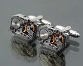 Steampunk Cuff Links / Vintage Watch Movement Cufflinks / Industrial Cuff Links