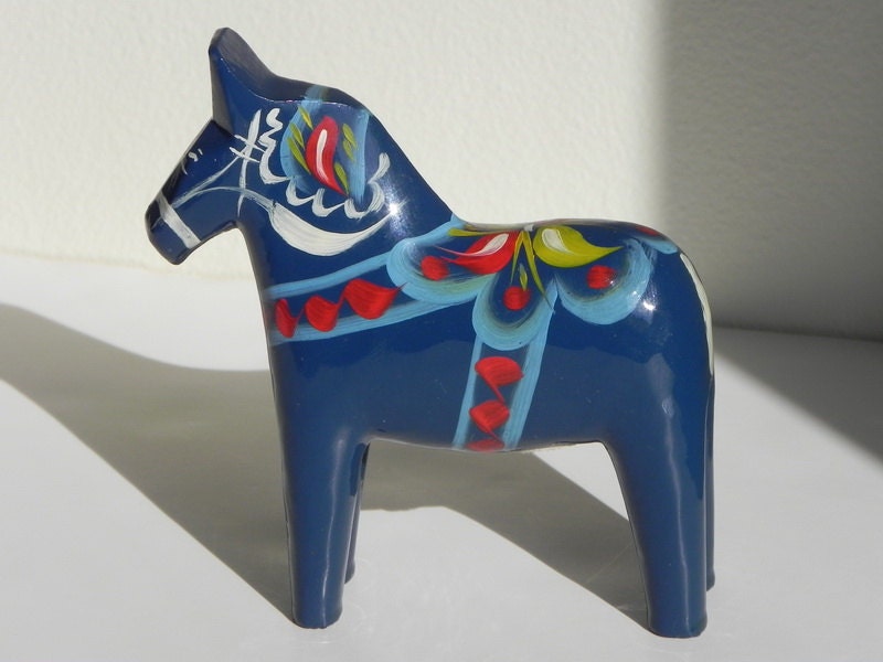 Swedish Dala Horse. Nils Olsson Sweden Hand Made Wood Horse. Vintage Scandinavian.