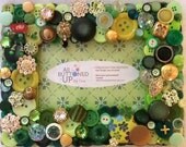 Leprechaun Button Picture Frame in Greens for 4"x6" photo
