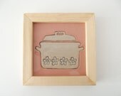 Ceramic Tile in Wood Frame Kitchen Home Decor Unique Handmade Artisan Gift for Housewarming
