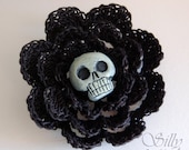 hairpin - Fleur Du Mal - crochet, handmade, handmade skull, gothic, neovictorian, dark, mourning, rockabilly, gothabilly