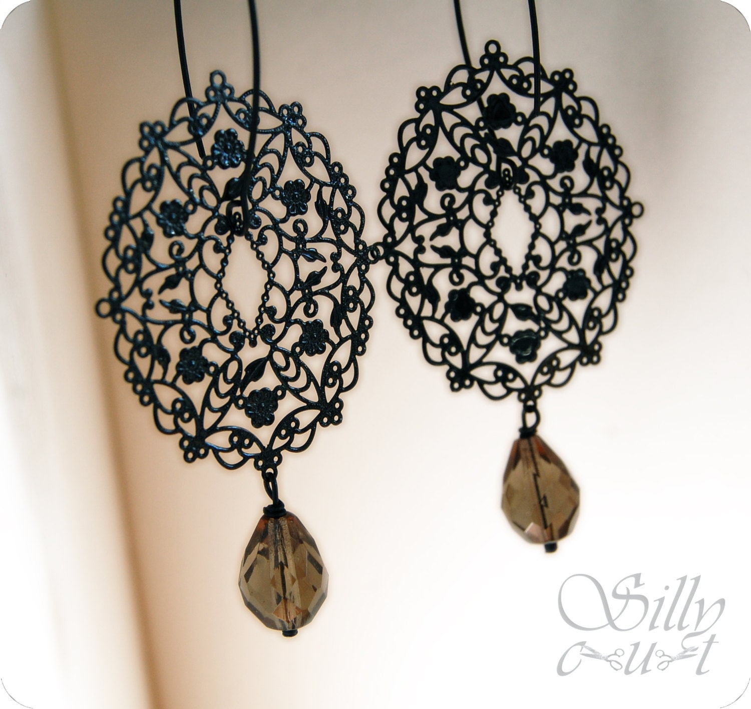 earrings - DARK FLOWERS - gothic,  victorian, neovictorian, mourning, dark romance