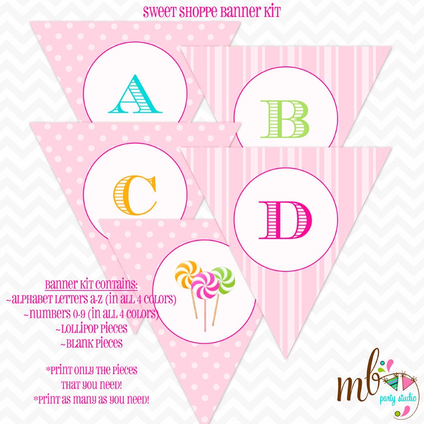 Printable Sweet Shoppe Banner Kit- Instant Download