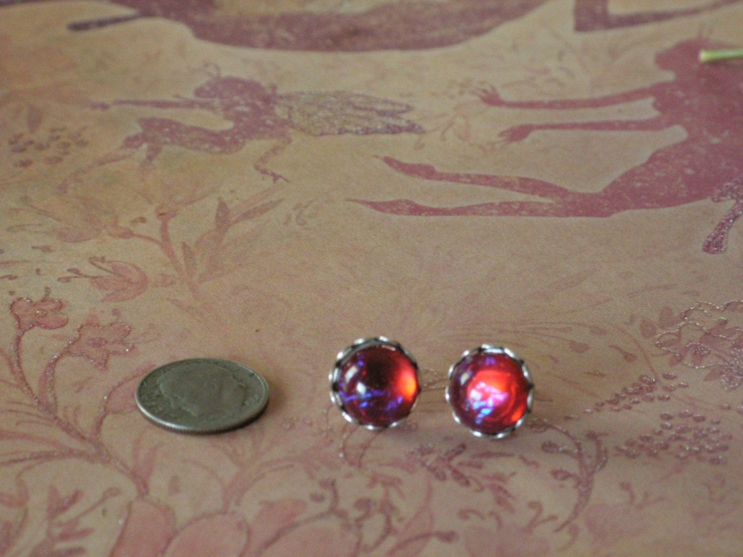Dragon's Breath Fire Opal Post Earrings hypo-allergenic Stunning fire set in sterling finish