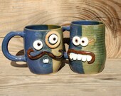 Pair of Coffee Cups. Opposites Attract His and Hers Coffee Mugs