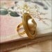 Vintage Buttons Ring Retro Reclaimed Jewelry Large Adjustable Gold Tone Mustard Colour - Flavia