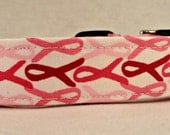 Be Strong Breast Cancer Awareness Pink Ribbon on White Dog Collar