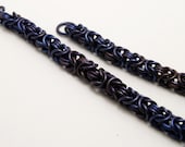 Aubergine and Midnight Blue Niobium Byzantine Chainmaille Bracelet Medium