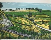 Trail View Linocut print