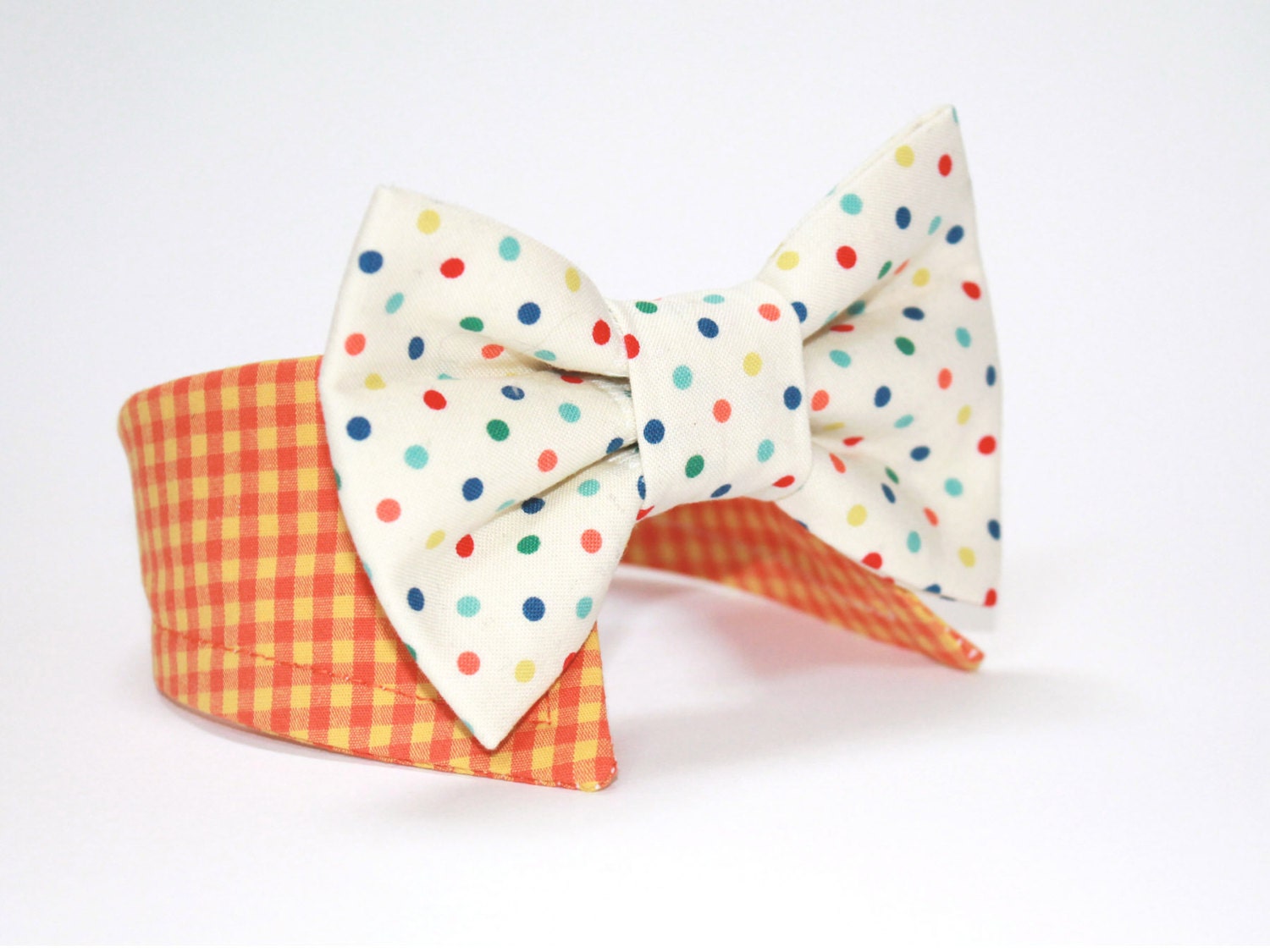 dog bow tie- shirt and bow tie collar-  wedding dog tie- cat tie- pet tie- gingham bow tie- polka dot