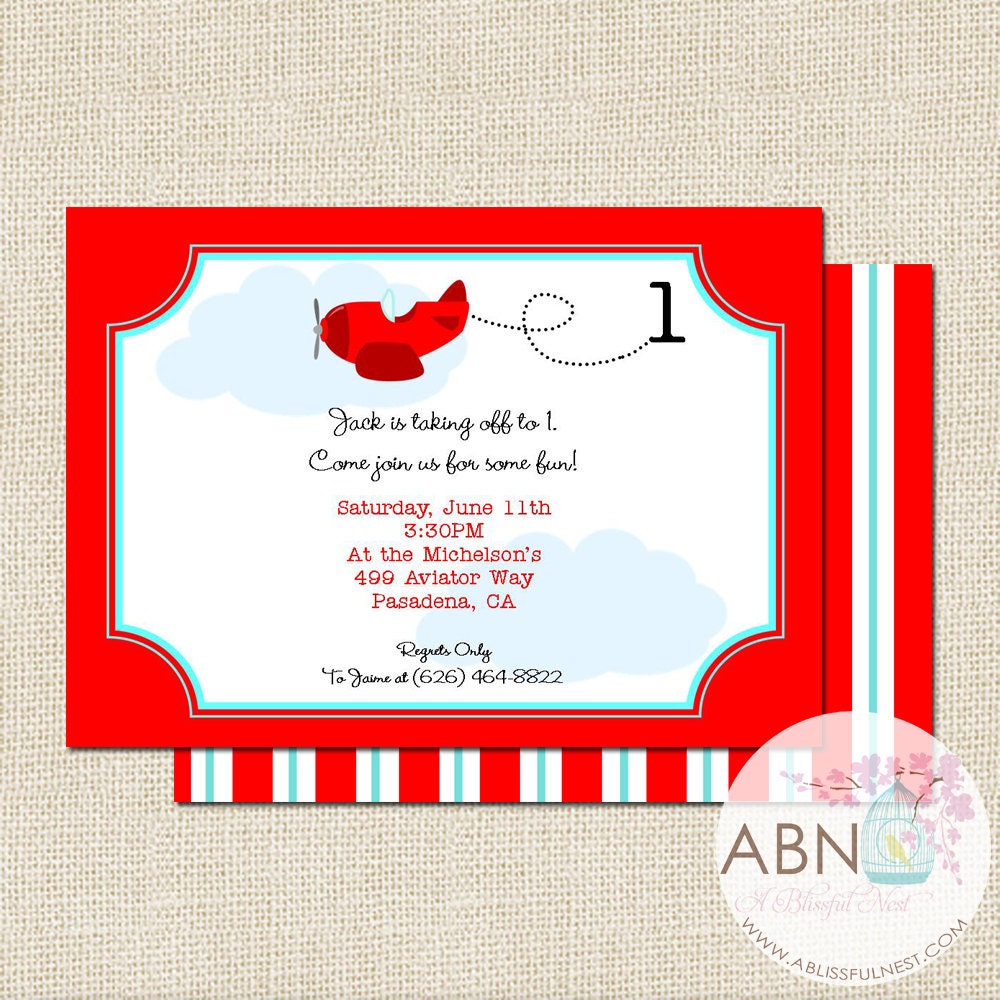 Vintage Airplane Birthday Invitation - PRINTABLE - By A Blissful Nest Il_570xn