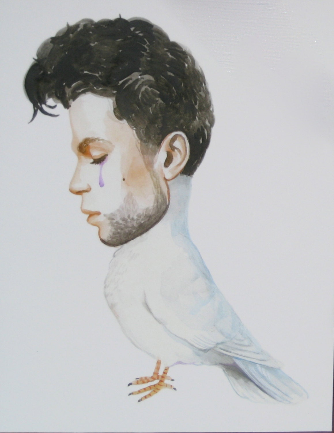 Prince as a dove crying a purple tear print