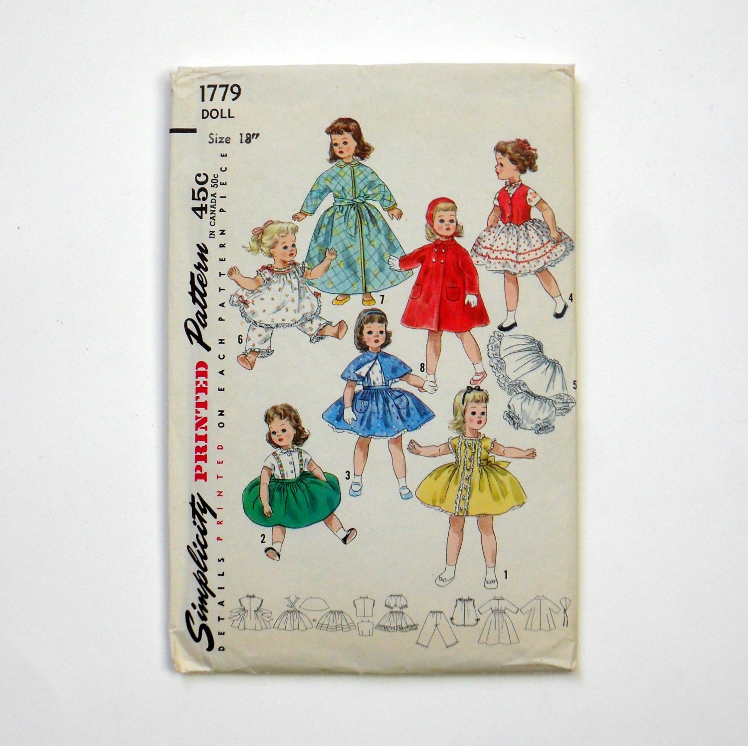 18" Doll Wardrobe for Sweet Sue and Binnie 50s Simplicity Pattern 1779 / Complete