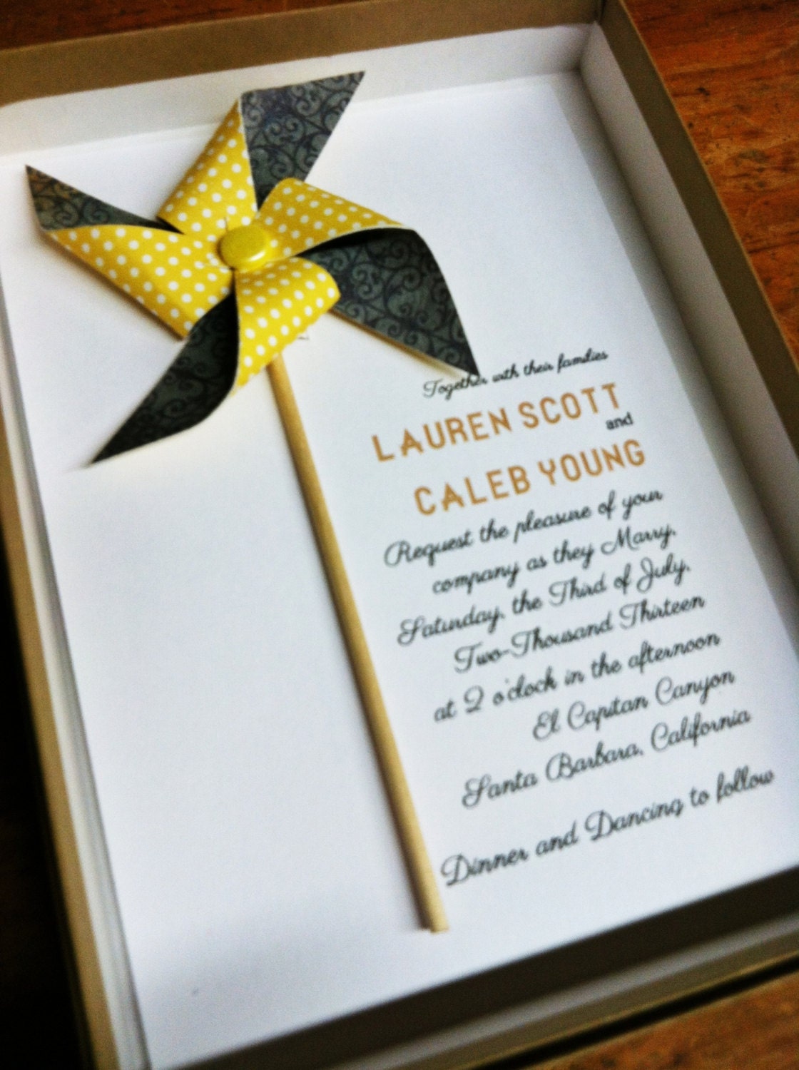 Boxed Wedding Invitation Custom Pinwheel by Rule42