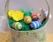 Blue, Green and Light Yellow/Beige Easter Basket Ready To Go