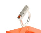 Modern Bright Orange Sapphire Silver Ring - CAUTION - NangijalaJewelry
