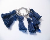 Navy Blue Stitch Markers Tassels Set with Matching Beaded Row Marker
