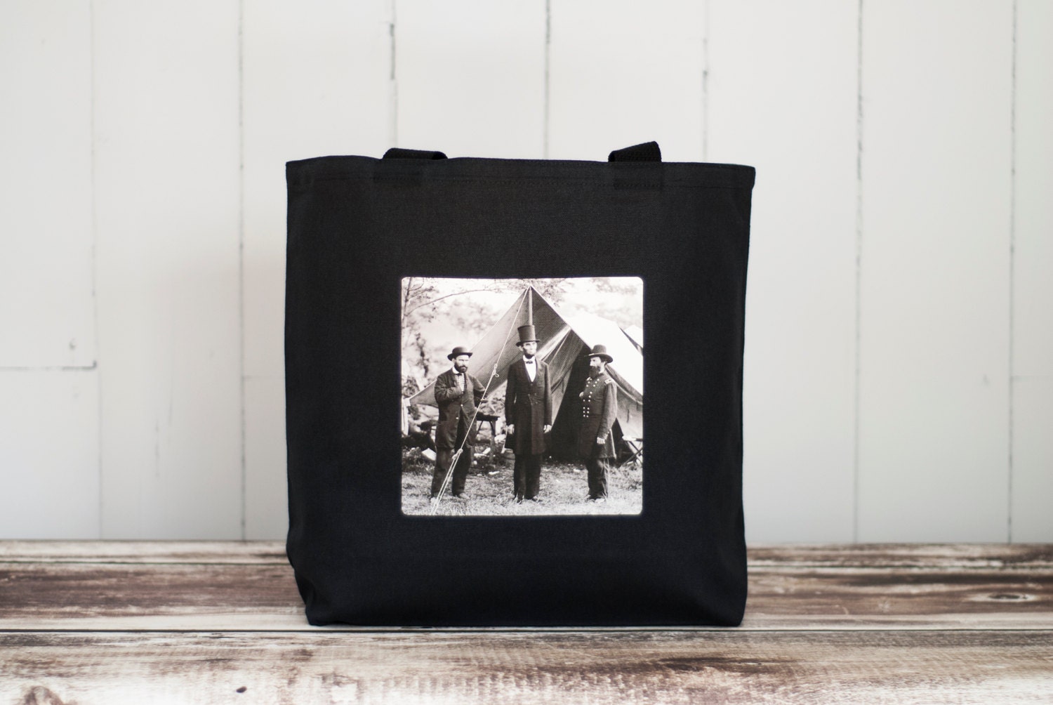 Abraham Lincoln Tote Bag - Vintage Photograph - Black or Natural Canvas Bag - Carryall Tote