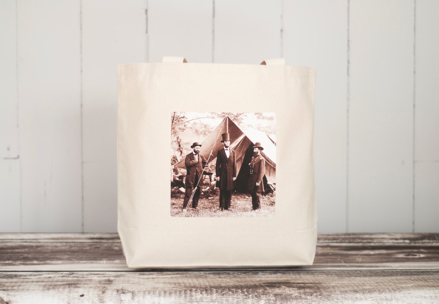 Abraham Lincoln Tote Bag - Vintage Photograph - Black or Natural Canvas Bag - Carryall Tote