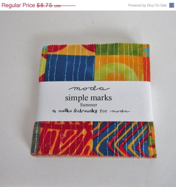 MEMORIAL WEEKEND SALE Simple Marks Summer 5" Charm Pack from Malka Dubrawsky for Moda - 42 Squares