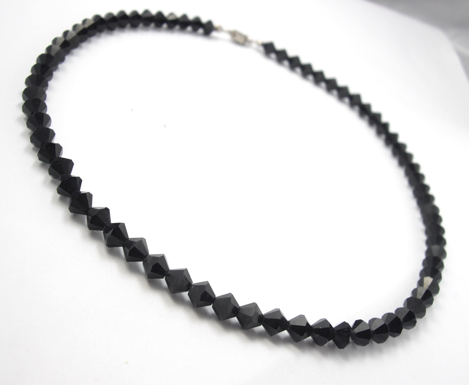 Vintage Czech Crystal Necklace, Black Necklace, Jet Necklace, Black Crystal Necklace