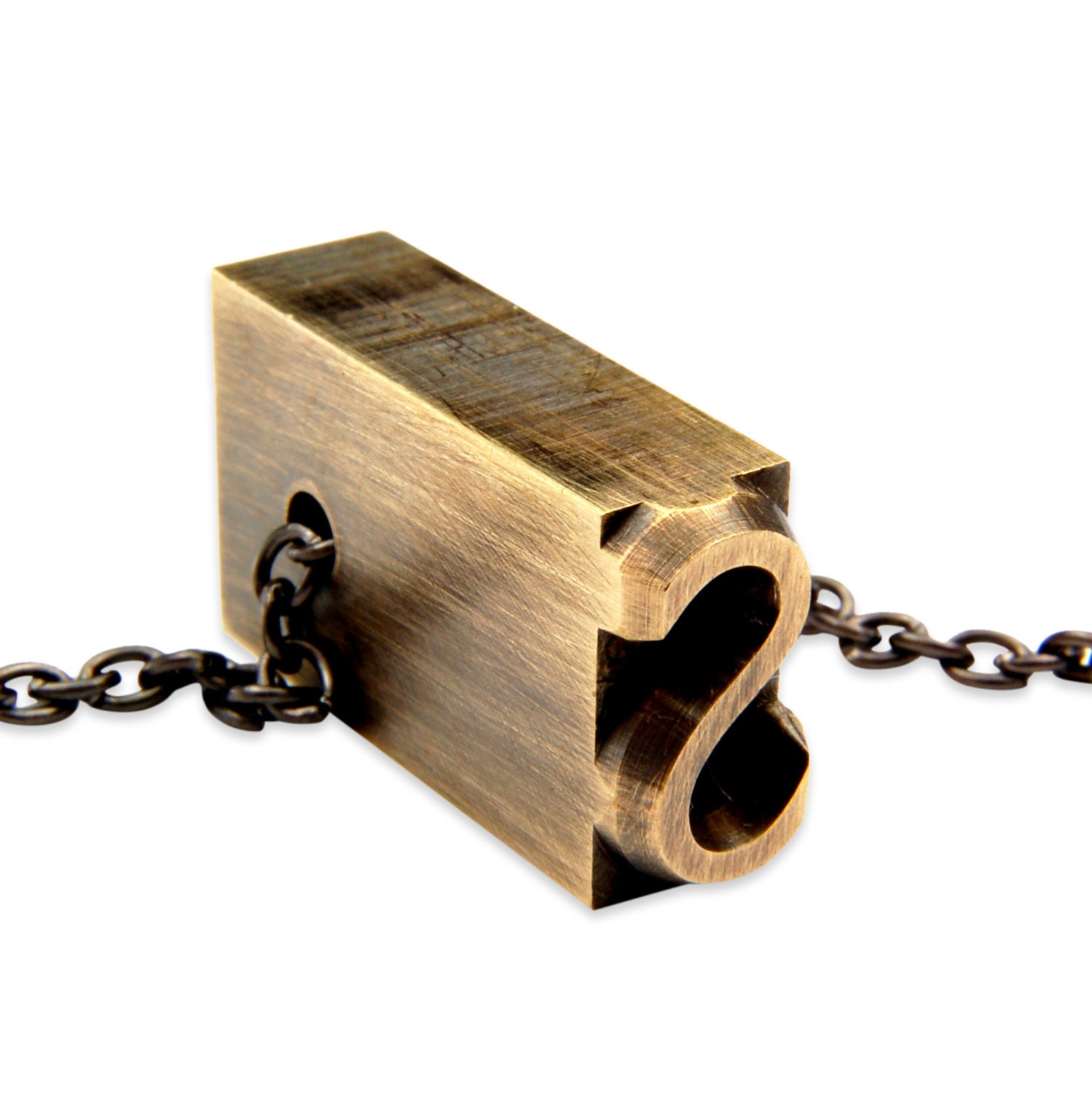 Letter S Letterpress Necklace - Brass Initial Personalized - Other Letters Available