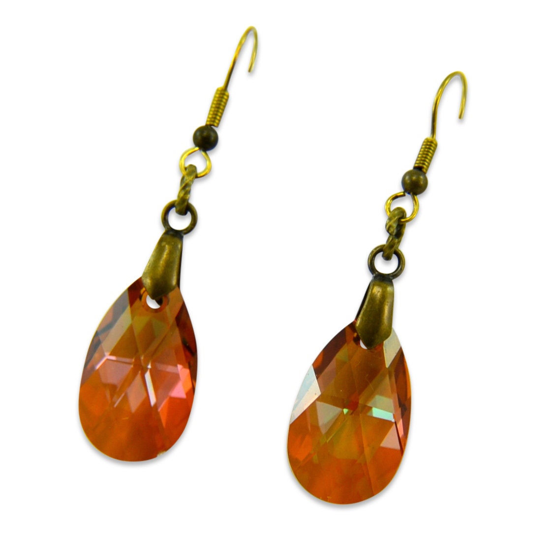 Vintage Bronze Crystal Earrings