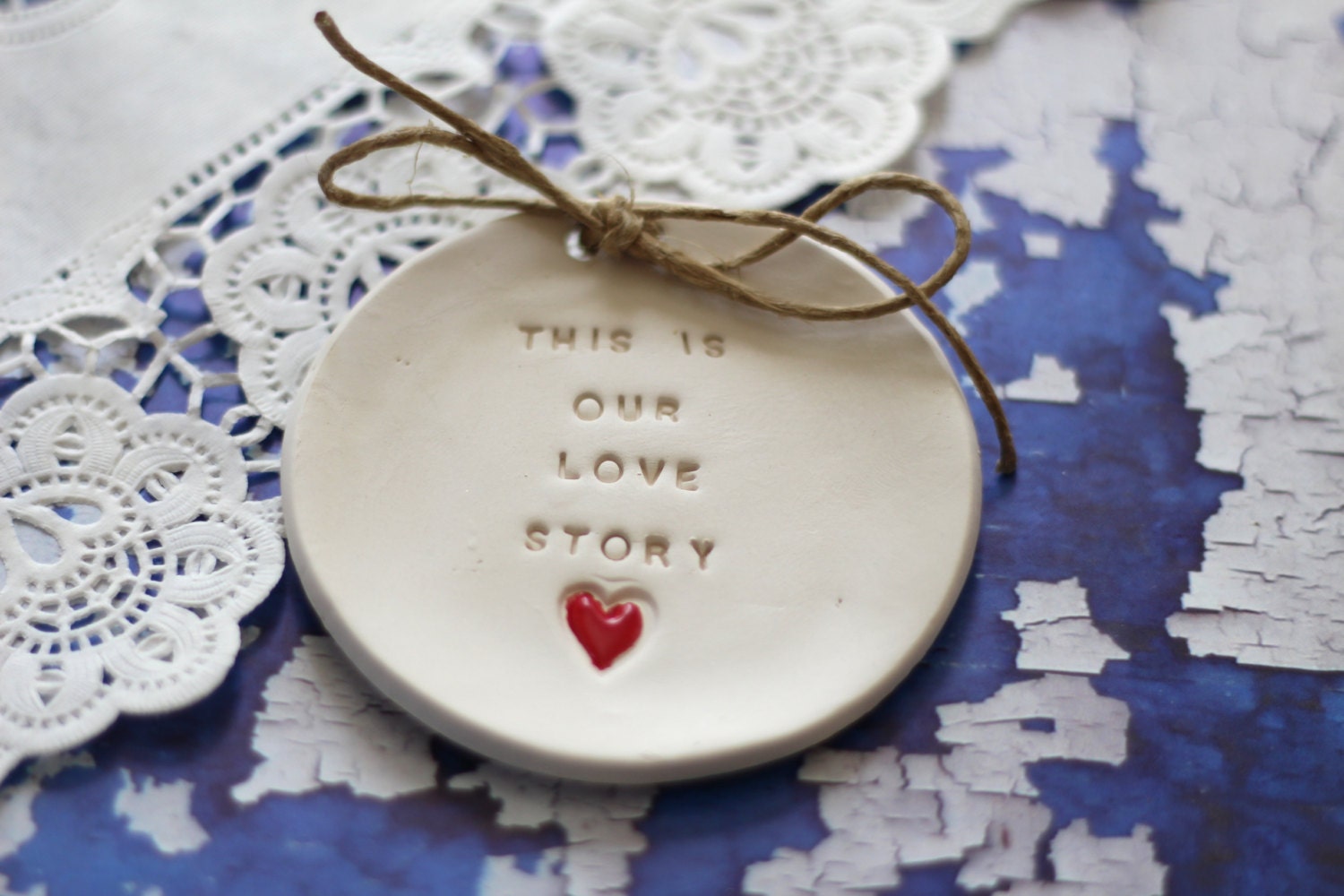 Wedding ring bearer - This is our love story Ring dish Wedding Ring pillow