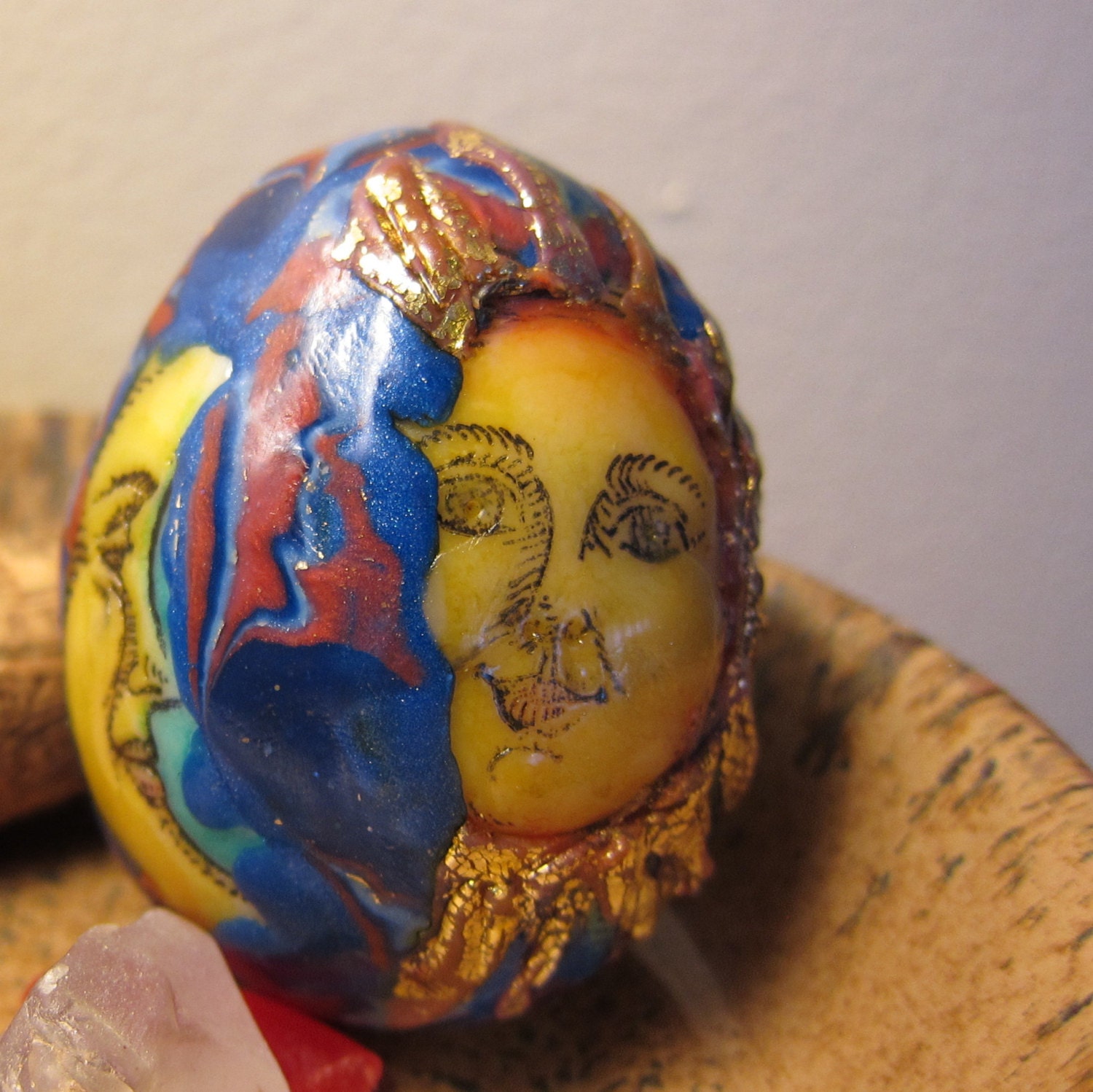 Celestial Sun Moon Decorative Egg