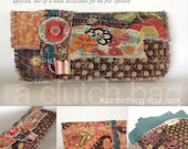 PolkaDot Patchwork Clutch Bag UpCycled Large One of a Kind Fun Whimsical