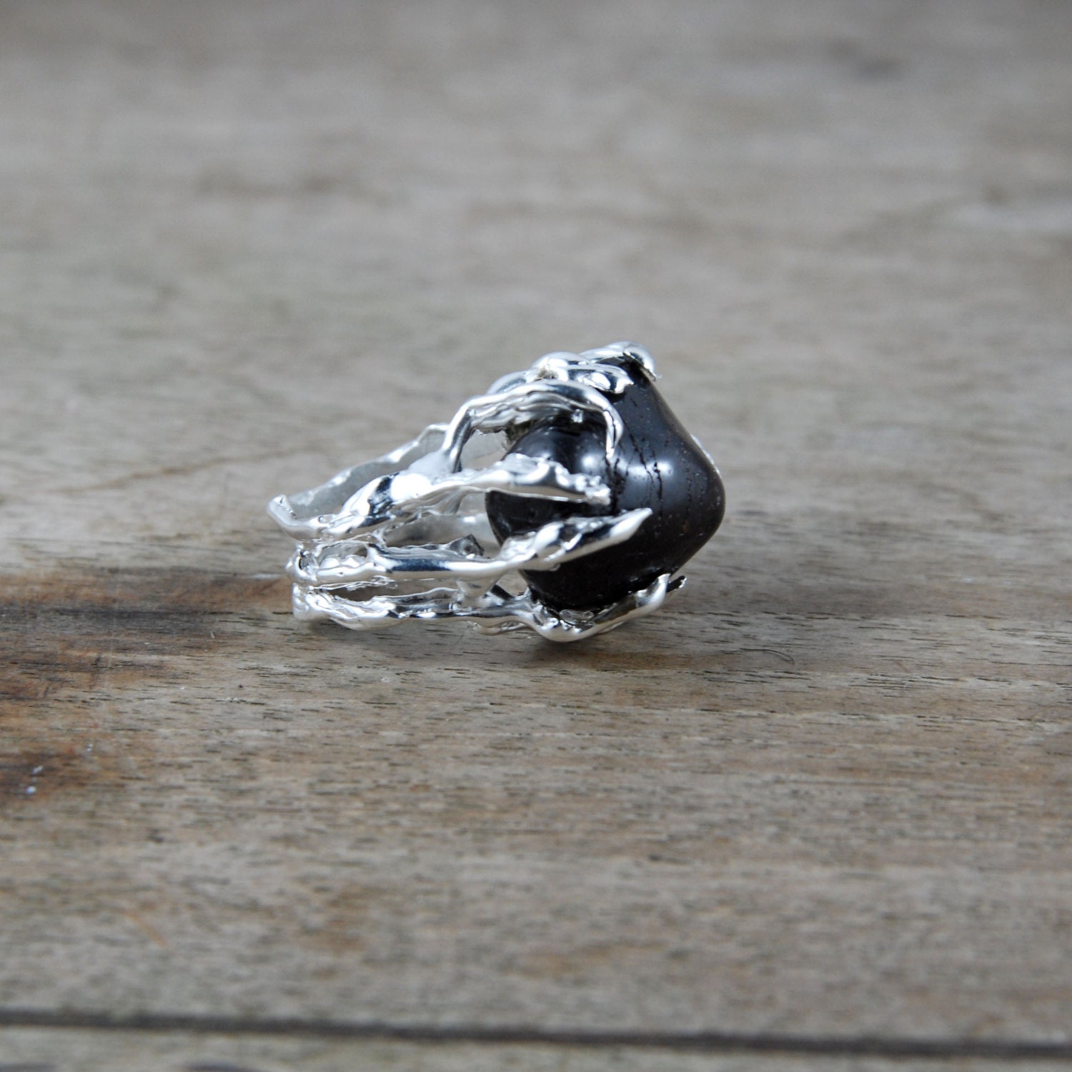 SAMPLE SALE - Reef ring Silver Plated and Indian Garnet - One of a kind