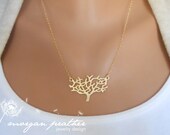Dainty Tree Necklace in gold - delicate gold tree pendant charm - suspended from gold filled chain