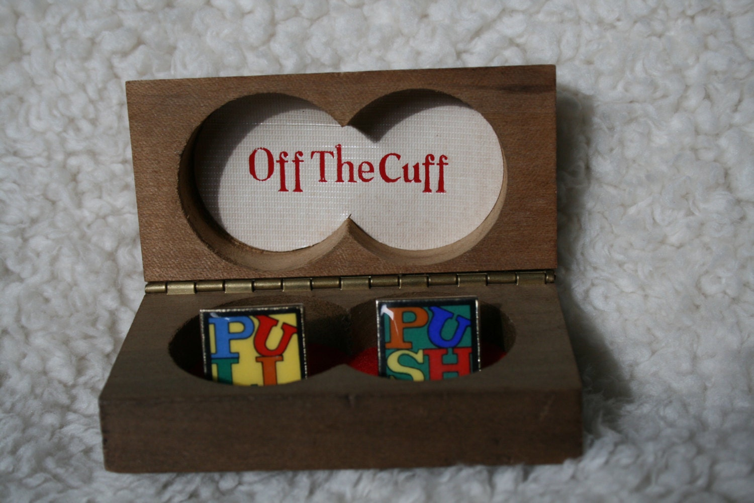 80's Vintage Off The Cuff PUSH PULL cuff liniks with box CUFFLINKS