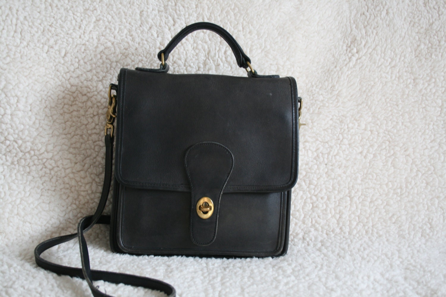COACH Black STATION Messenger Leather Purse Handbag Crossbody BAG