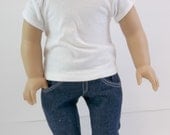18 inch Doll Clothes American Girl Doll  White T Shirt & Denim Jeans  Toys